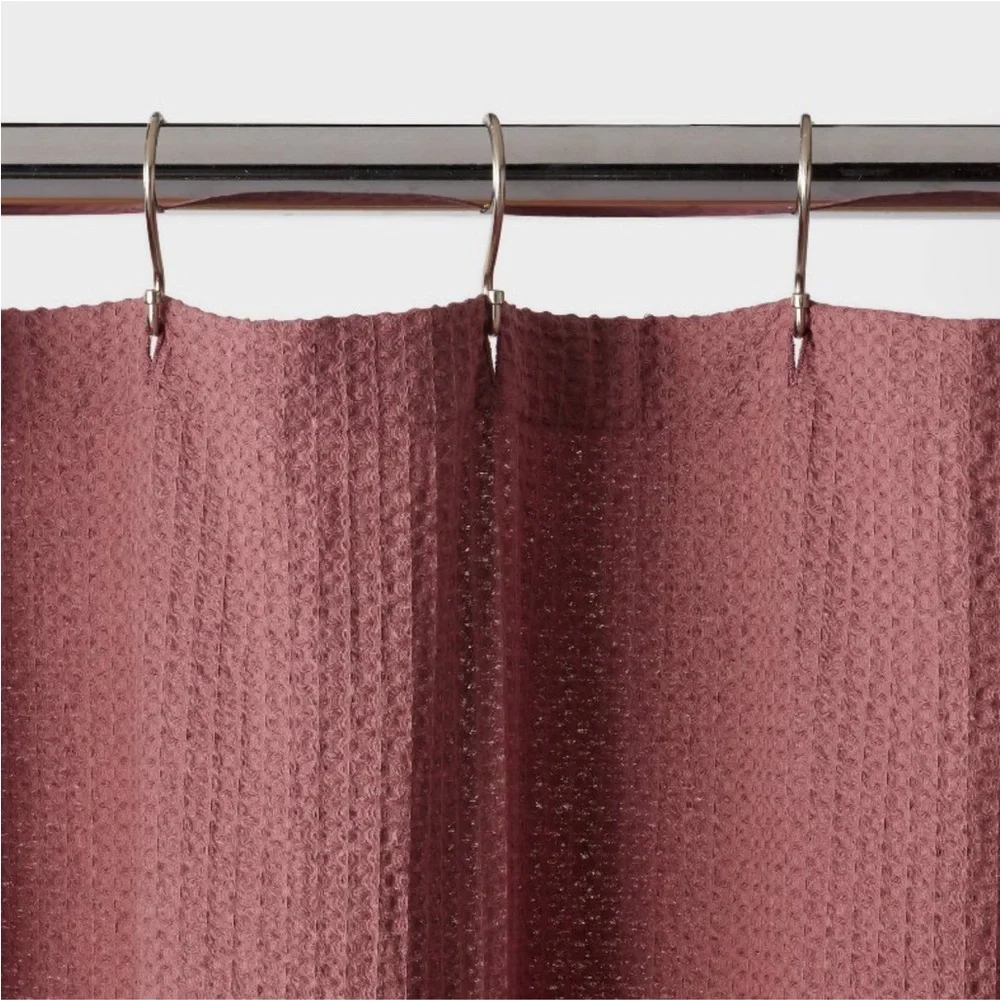 THRESHOLD NWT oversized relaxed waffle weave shower curtain -dark mauve